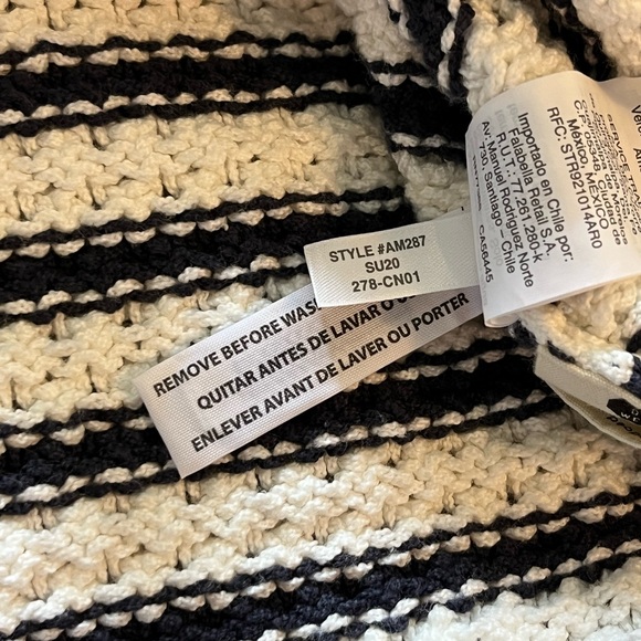 Madewell Striped Open-Stitch Austen Pullover Sweater White and Blue XS - Picture 14 of 15